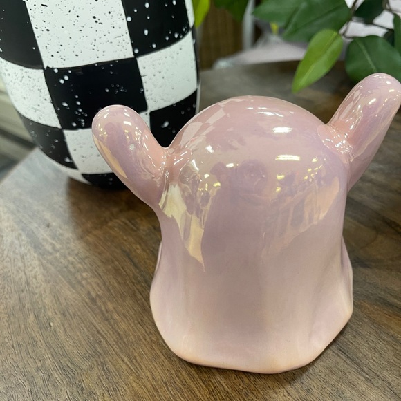 Pink Halloween Pink Ghost iridescent Ceramic Sponge Holder/office Decor NWT - Picture 2 of 2